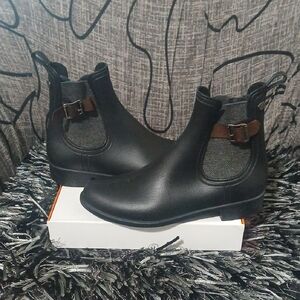 Igor Black Chukka Rain Boots with Brown Strap